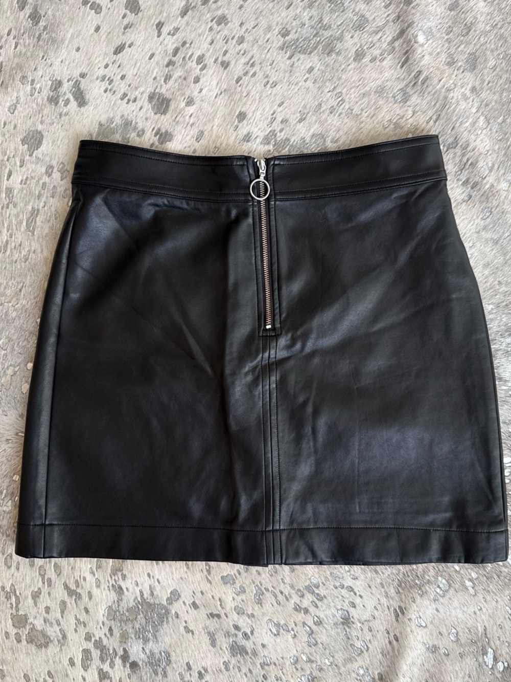Aritzia Wilfred Black Faux Leather Mini Skirt with Front Zip